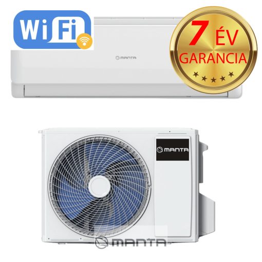 MANTA Split Type A++, inverteres, hűtő - fűtő split klíma 3.5 kw, csepptálca leolvasztás, WIFI, 7 év garanciával