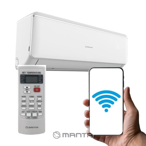 MANTA Split Type A++, inverteres, hűtő - fűtő split klíma 3.5 kw, csepptálca leolvasztás, WIFI, 7 év garanciával