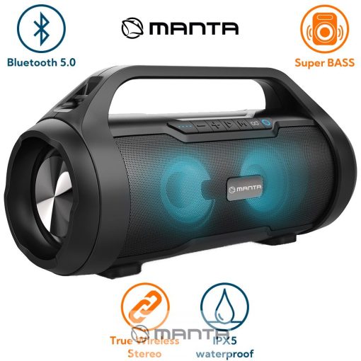 Manta SPK215 Bluetooth hangfal,  LED disco fény, rádió, TWS