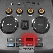 Manta SPK5220 70W hangrendszer, Bluetooth, Disco fény, Karaoke, TWS, felvevó egység, láng háttérvilágítás 
