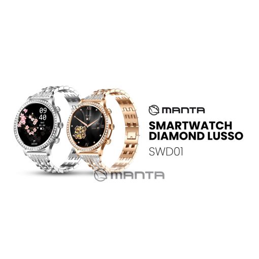 Manta Diamond Lusso női okosóra, ezüst, YES karkötővel