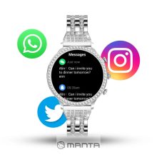 Manta Diamond Lusso női okosóra, ezüst, YES karkötővel